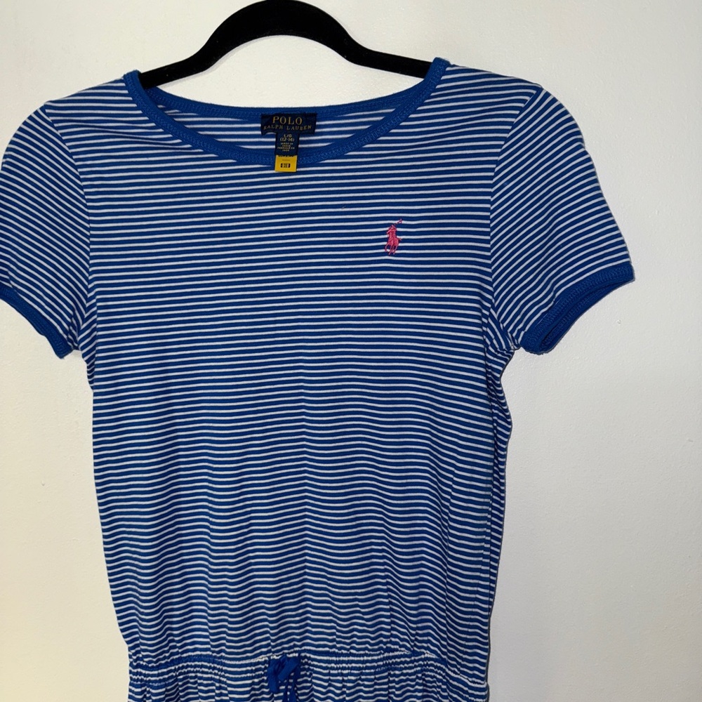 Blue Ralph Lauren Striped Drawstring Kids Dress - Picture 3 of 3